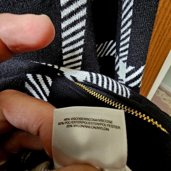 Anne Klein Black White Plaid Zipper Jacket Size L Women's Blend Fabric - Picture 3 of 4